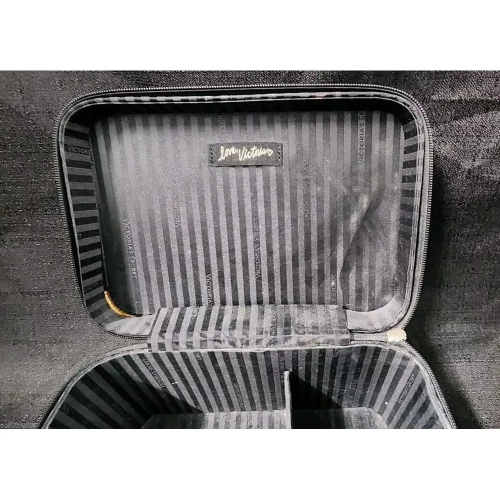 Victoria's Secret Runway Vanity Train Case Makeup Cosmetic Black Bag‎ Dreamer